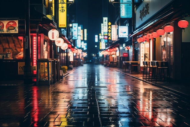 Fotografia notturna professionale in Technicolor Tokyo di Neon Street AI generativa