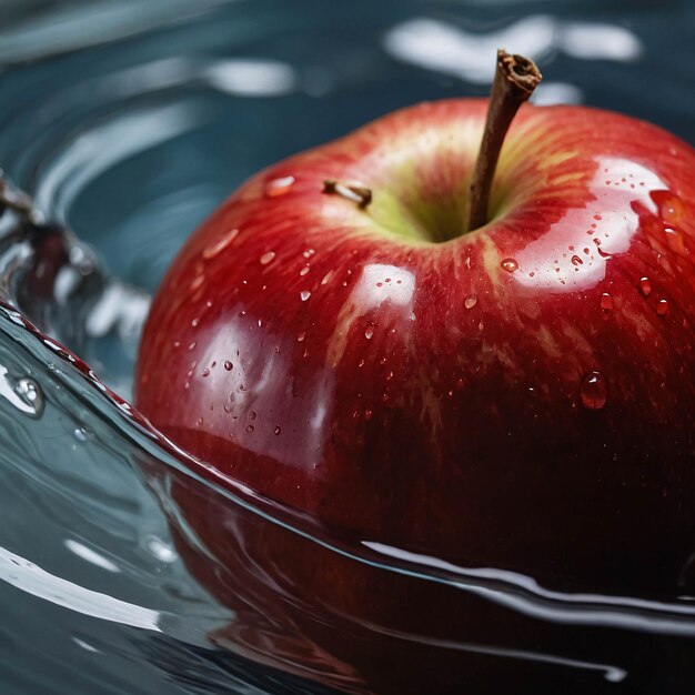 Fotografia Premium Rossa Mela Spruzzando con Acqua Fresca Modello di pubblicità di sfondo