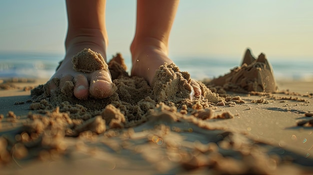 Fotografia professionale I piedi dei bambini nella sabbia