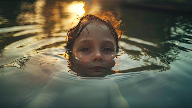 Fotografia professionale Il viso di un bambino che emerge dall'acqua Immagine accattivante