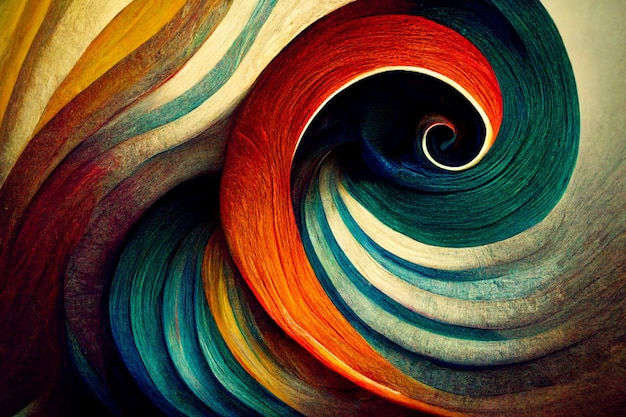 fotografia raffigurata di un colorato vortice di filato su una parete generativa ai