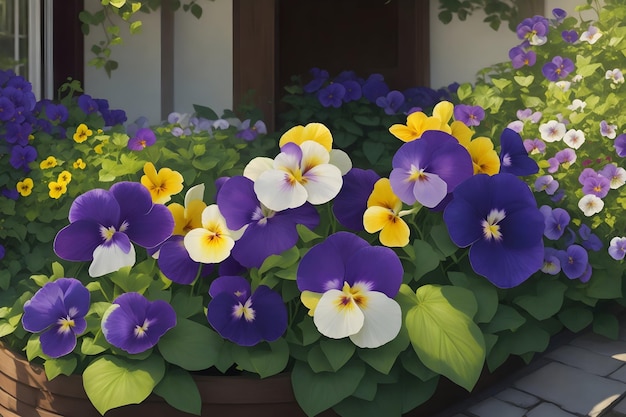 Fotografia realistica di Pansy fiori in un giardino domestico bellezza della natura catturata generata da Ai