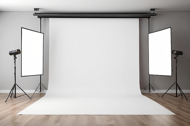 Fotografia Studio Backdrop Mockup Spazio bianco vuoto Vetrina di progettazione