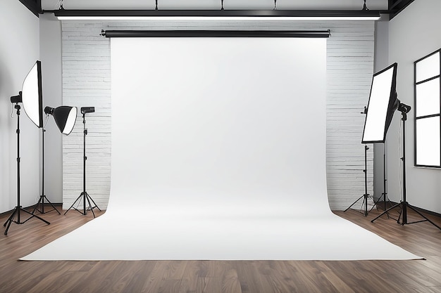 Fotografia Studio Backdrop Mockup Spazio bianco vuoto Vetrina di progettazione