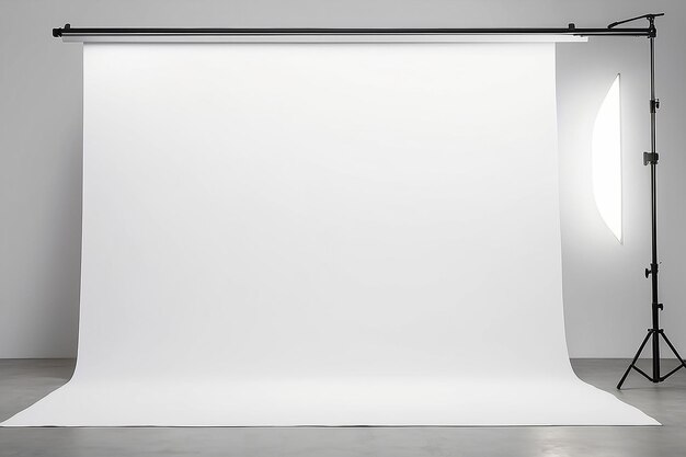 Fotografia Studio Backdrop Signage Mockup con spazio bianco vuoto per posizionare il tuo design