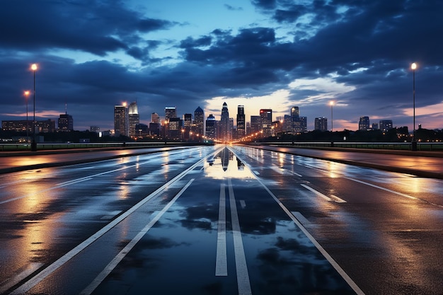 Fotografia timelapse del traffico sulla strada Sfondo sfocato