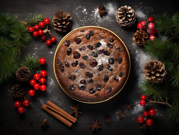 Fotografia tradizionale della torta di Natale Un regalo festivo e delizioso