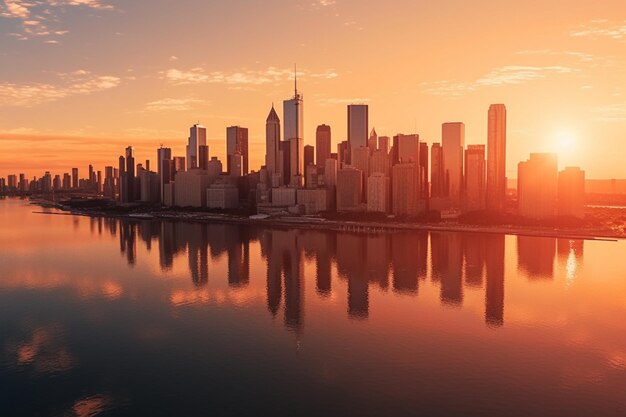 Fotografia ufficiale di uno skyline cittadino con un fiume in primo piano