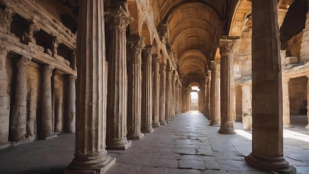 Fotografia verticale di bellissime antiche colonne romane in un colosseo