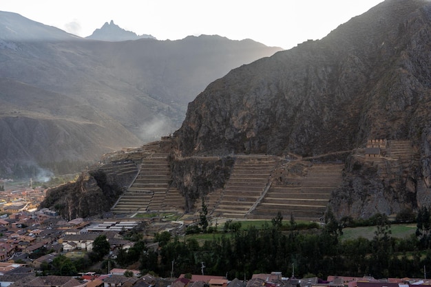 Fotografie della cittadella Inca di Ollantaytambo nella Valle Sacra degli Incas.