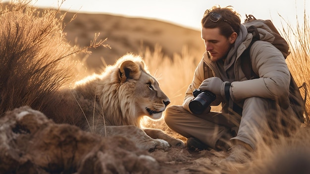 Fotografo di fauna selvatica che cattura un raro momento in natura