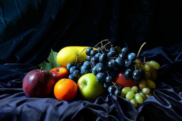 Fotorealismo Stile di frutta su sfondo pianeggiante scuro