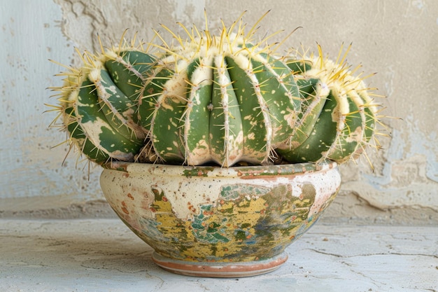 Fotorealismo Stile Shoot di cactus in una pentola su uno sfondo semplice
