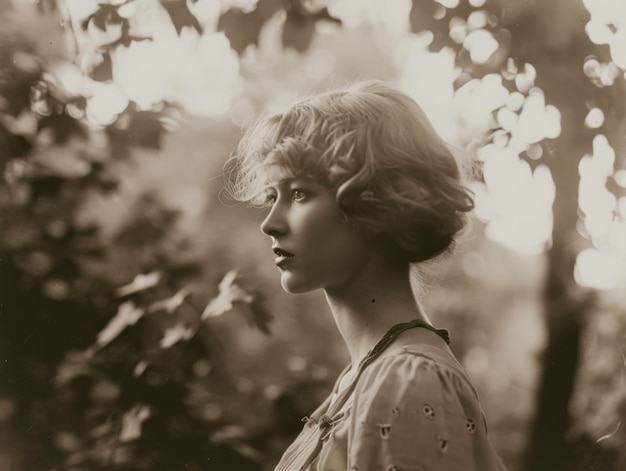 Fotorealista donna bianca adulta con i capelli biondi dritti illustrazione vintage