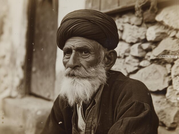 Fotorealistico vecchio persiano con illustrazione vintage capelli lisci biondi