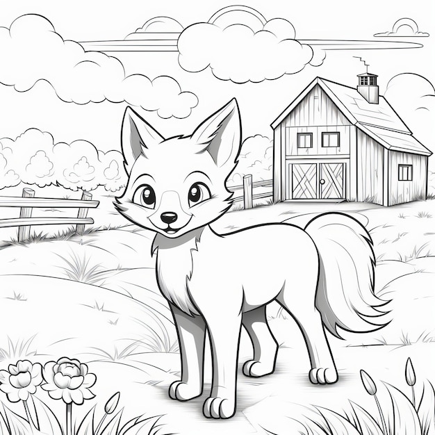 Foxy Farm Fun Un libro da colorare stravagante con linee semplici e disegni in stile cartone animato