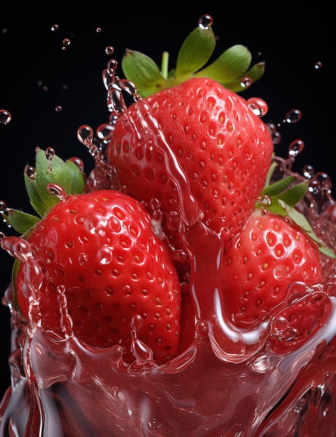 fragola che cade sull'acqua