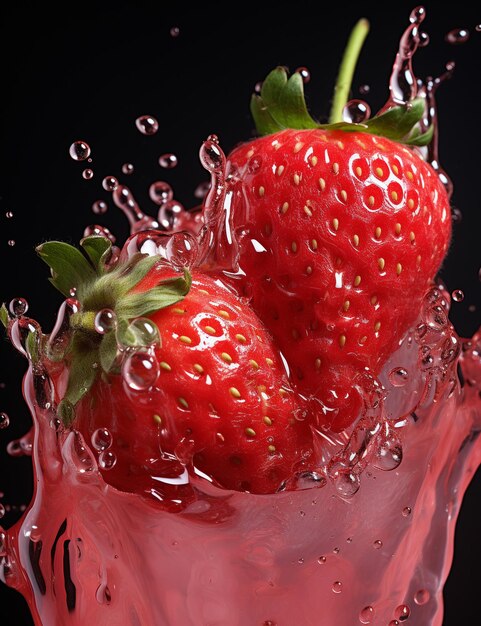 fragola che cade sull'acqua