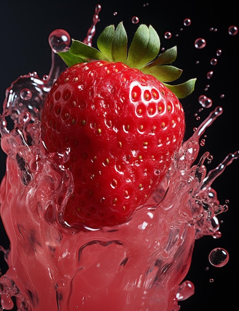 fragola che cade sull'acqua