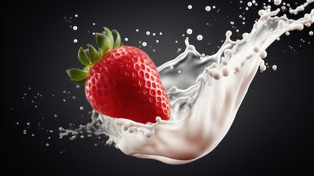 Fragola con panna Illustrazione AI GenerativexA