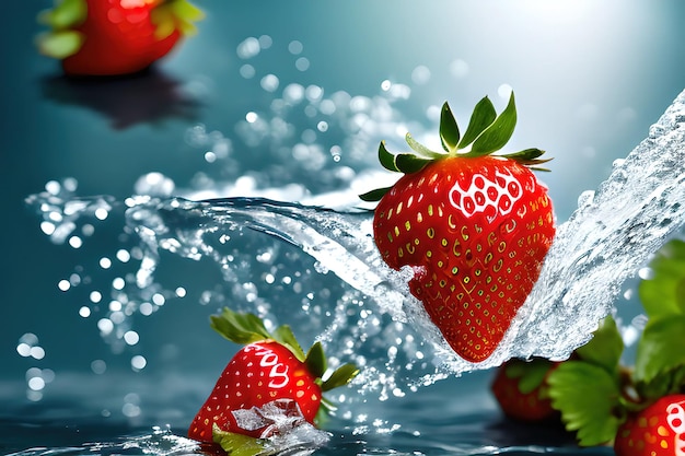 fragola in acqua composizione realistica