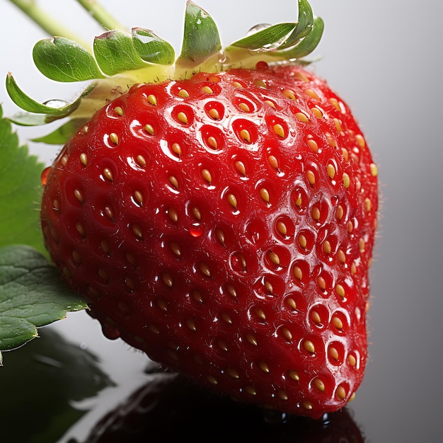 Fragola isolata Singolo frutto di fragola isolato su sfondo bianco