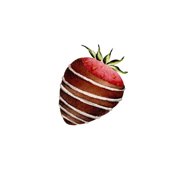 Fragole al cioccolato per il giorno di San Valentino Acquerello illustrazione isolata