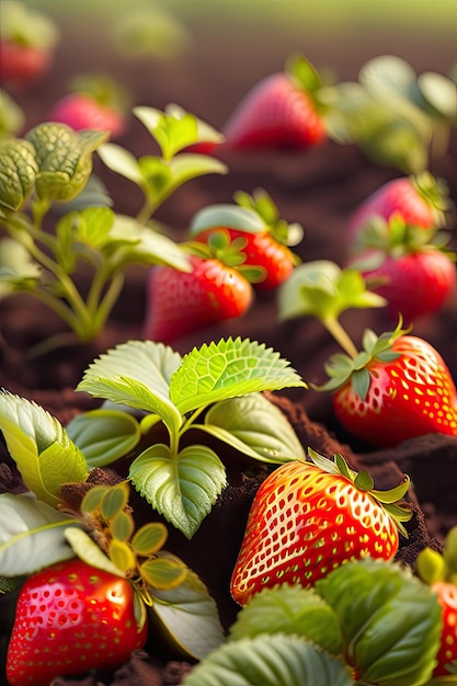 fragole che crescono in serra