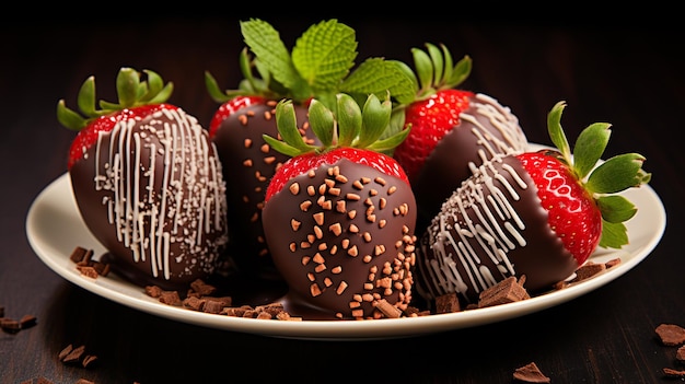 fragole deliziose e succose in cioccolatoAIGenerative AI