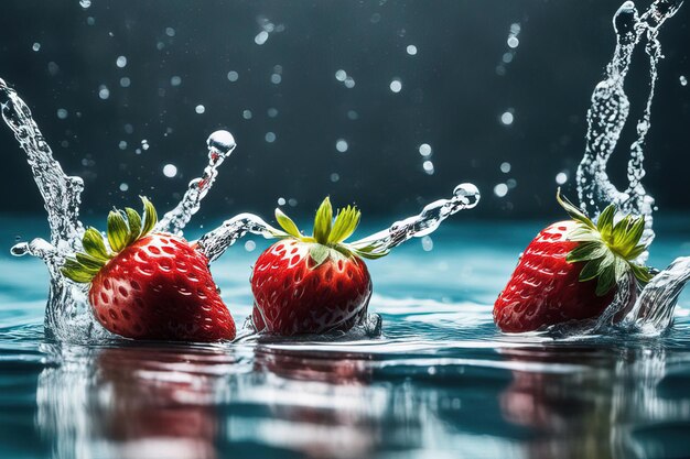 fragole fresche in un bicchiere d'acqua