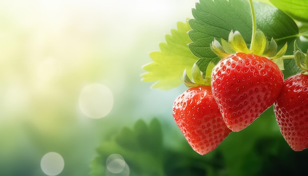 Fragole mature in giardino in estate