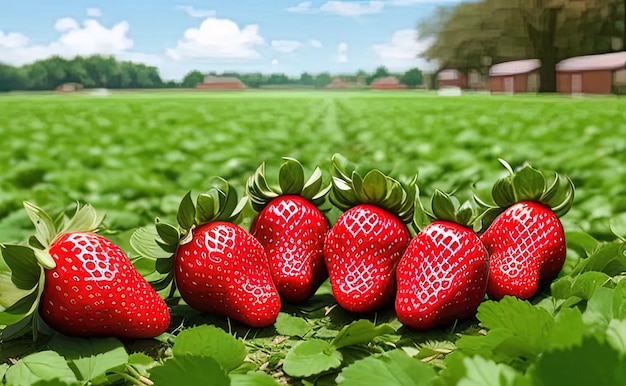 fragole mature sul campo