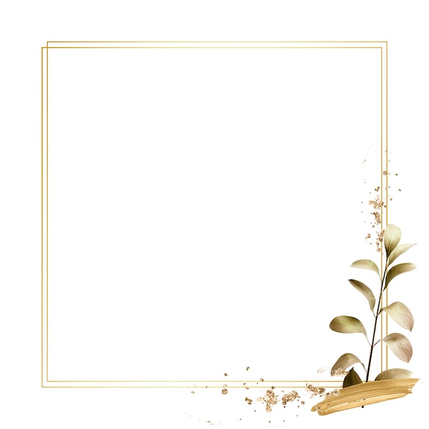 Frame a foglia png con foglia d'oro in stile minimale