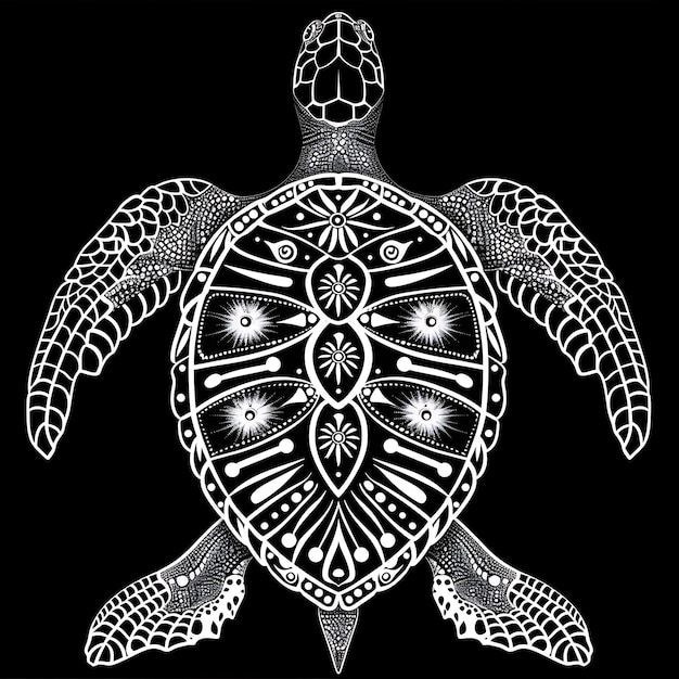 Frame di arte popolare della tartaruga marina costiera con modello di conchiglia e pinna D CNC Die Cut Outline Tattoo