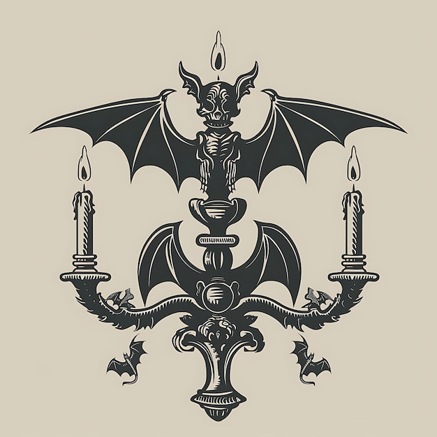 Frame di Candlestick CNC Art con motivi di gargoyle e pipistrello Piccolo Garg CNC Die Cut Contorno Tattoo