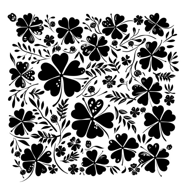 Frame di Enchanted Four Leaf Clover Folk Art con modello di foglia e La CNC Die Cut Tattoo Design Art