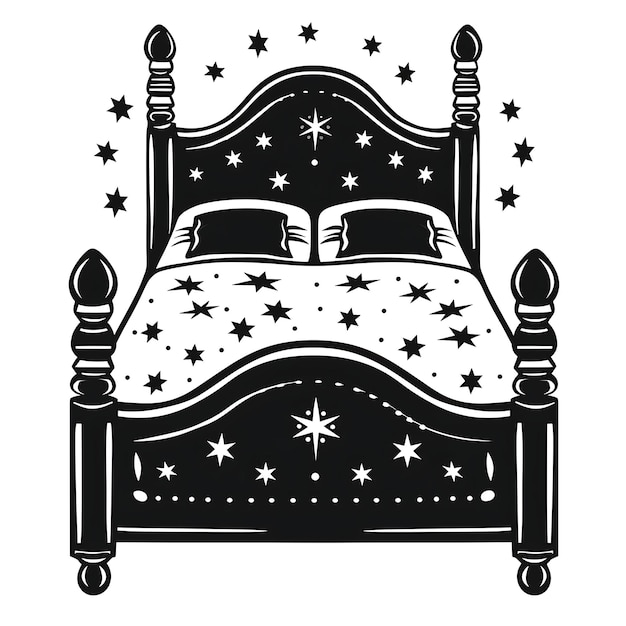 Frame di Inn CNC Art con bed design e simboli stellari per la decorazione CNC Die Cut Outline Tattoo