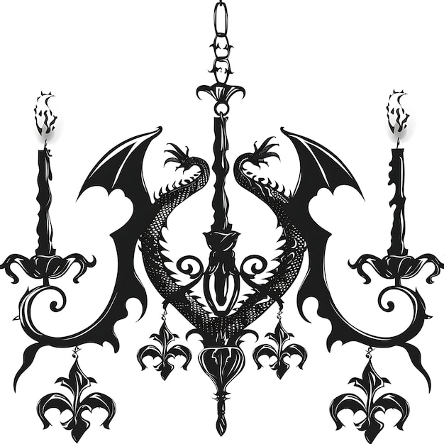 Frame di lampadario di ferro arte CNC con disegno di drago e Fleur De Lis CNC Die Cut Outline Tattoo