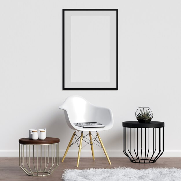 Frame Mockup Interior with Chair Decoration