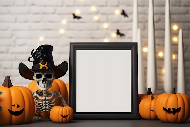 Frame vuoto di Halloween Halloween Interior Artwork Frame in legno Mockup generato da AI