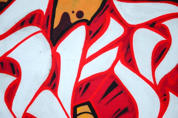 Frammento delle pitture colorate dei graffiti di arte della via con i contorni e la fine dell'ombreggiatura su