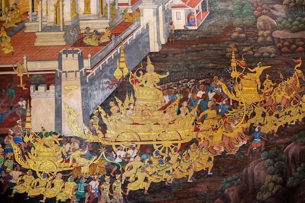 Frammento di affresco con scena del Ramakien al Wat Phra Kaew o Tempio del Buddha di Smeraldo