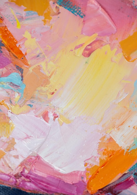 Frammento di texture multicolore dipinto arte astratta sfondo olio su tela pennellate ruvide
