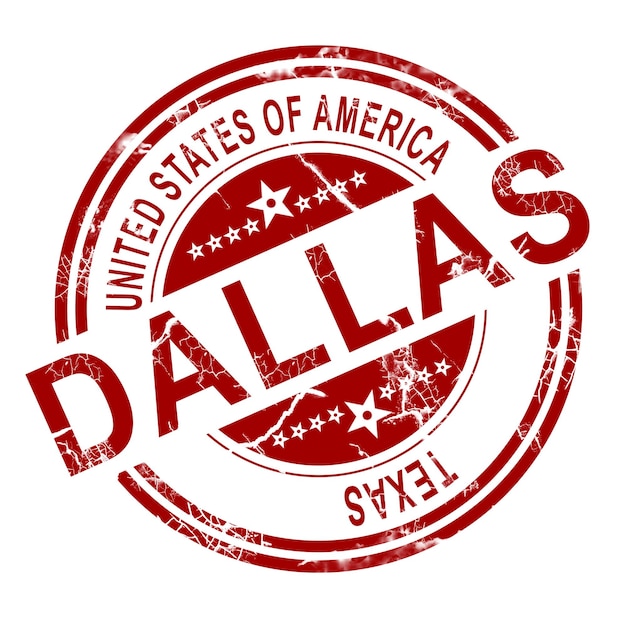 Francobollo di Dallas Texas con sfondo bianco