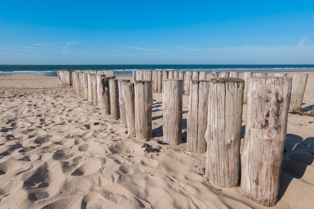 Frangiflutti sulla spiaggia del mare del nord a Domburg Zelanda Olanda