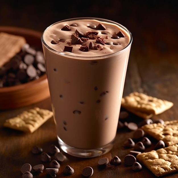 Frappè al cioccolato con gocce di cioccolato IA generativa