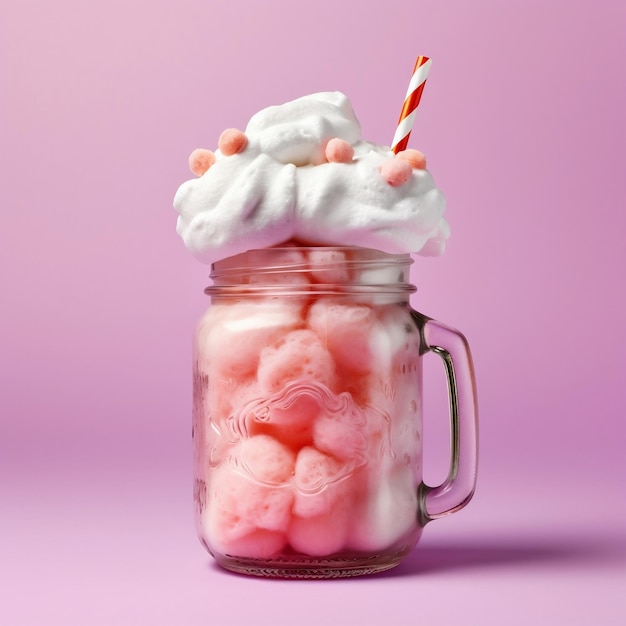 Frappè dolce alla fragola in vetro Generative AI