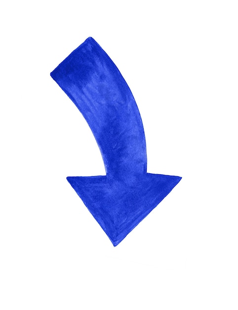 Freccia blu isolata su sfondo bianco