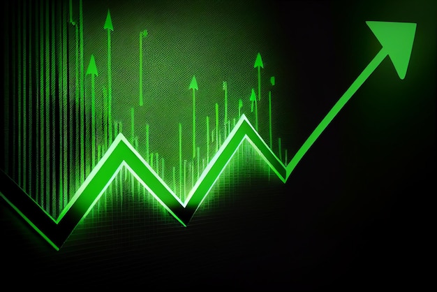 Freccia verde rivolta verso l'alto verso il basso grafico generativo ai