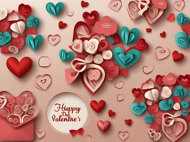 Free Vector Happy Valentine's Day in Paper Style